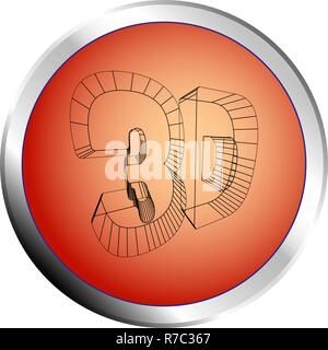 3D red circle push button - Vector Stock Vector