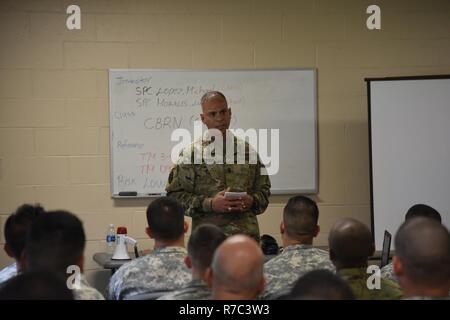 U.S. Army Reserve Soldiers assigned to the 246th Quartermaster Company (Mortuary Affairs) are in the midst of their pre-mobilization training and received a visit from both the 1st Mission Support Command commanding general and command sergeant major May 11-13. Stock Photo