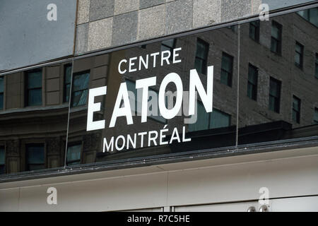 MONTREAL, CANADA - OCTOBER 4, 2018: Eaton Centre in Montreal, Canada. Eaton Centre is the biggest shopping center in Montreal, located in Downtown. Stock Photo