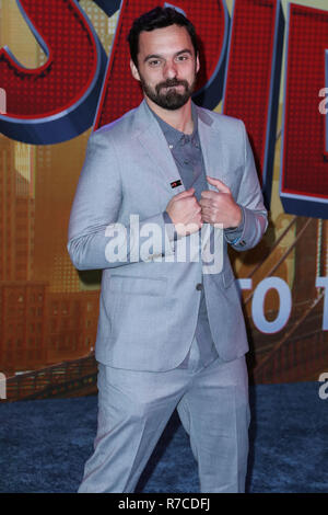 WESTWOOD, LOS ANGELES, CA, USA - DECEMBER 01: Actor Jake Johnson arrives at the World Premiere Of Sony Pictures Animation And Marvel's 'Spider-Man: Into The Spider-Verse' held at the Regency Village Theatre on December 1, 2018 in Westwood, Los Angeles, California, United States. (Photo by Xavier Collin/Image Press Agency) Stock Photo