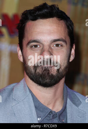 WESTWOOD, LOS ANGELES, CA, USA - DECEMBER 01: Actor Jake Johnson arrives at the World Premiere Of Sony Pictures Animation And Marvel's 'Spider-Man: Into The Spider-Verse' held at the Regency Village Theatre on December 1, 2018 in Westwood, Los Angeles, California, United States. (Photo by Xavier Collin/Image Press Agency) Stock Photo