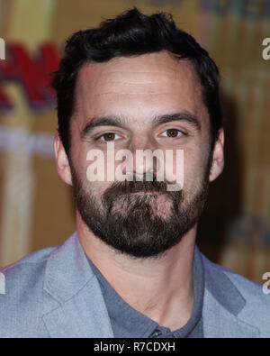 WESTWOOD, LOS ANGELES, CA, USA - DECEMBER 01: Actor Jake Johnson arrives at the World Premiere Of Sony Pictures Animation And Marvel's 'Spider-Man: Into The Spider-Verse' held at the Regency Village Theatre on December 1, 2018 in Westwood, Los Angeles, California, United States. (Photo by Xavier Collin/Image Press Agency) Stock Photo