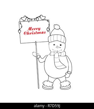 funny snowman - coloring book Stock Vector
