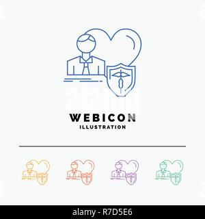 insurance, family, home, protect, heart 5 Color Line Web Icon Template isolated on white. Vector illustration Stock Vector