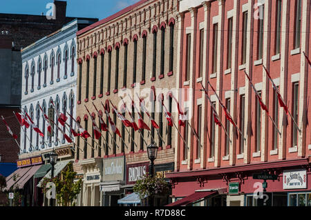 A view of the architectural facade along the main street of Port Hope Ontario. Stock Photo