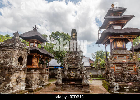 Padmasana (Balinese shrine) standing on Bedawang turtle and Meru towers at Hindu temple Pura Puseh Desa Batuan, Batuan, Gianyar, Bali, Indonesia Stock Photo