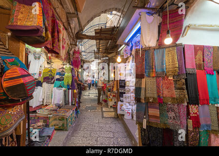 Jerusalem, Israel ; September 13, 2020 -  People walking in the muslim quarter of the old city of Jerusalem, Israel. Stock Photo