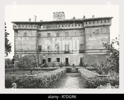 Lazio Viterbo Vignanello Castello Ruspoli, this is my Italy, the italian country of visual history, Exterior views of all sides of castle, renovated 1575, including rear view of park. Stock Photo