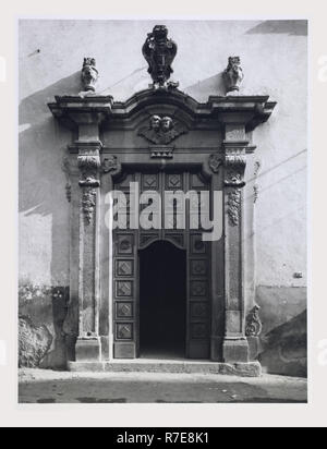 Abruzzo Pescara Torre de' Passeri Cathedral, this is my Italy, the italian country of visual history, Views of the baroque facade and portal and one interior view. Stock Photo