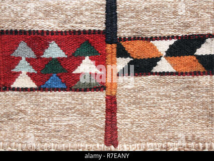 Old traditional Jordan carpet with a geometric pattern in dark red ...