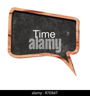 Time word concept on speech bubbles from wood on white background Stock Photo