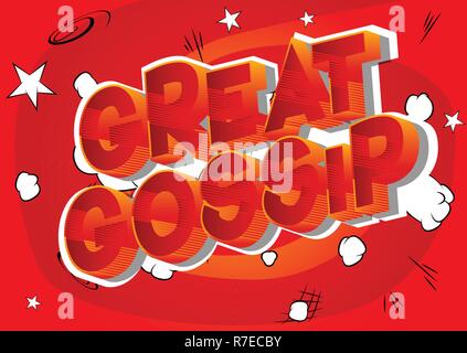 Great Gossip - Vector illustrated comic book style phrase on abstract background. Stock Vector