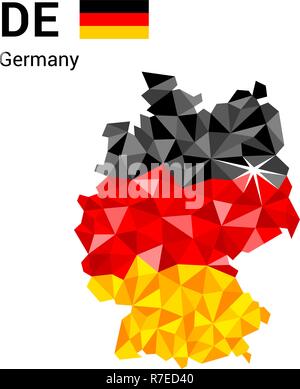 Germany flag map in polygonal geometric style. Stock Vector