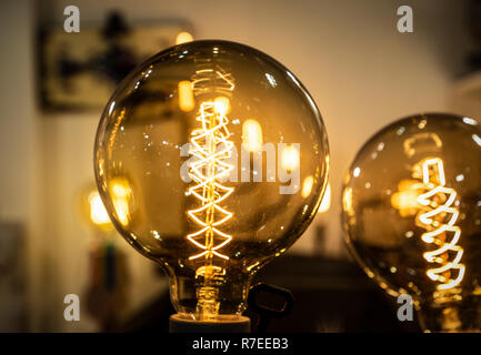 soft light from the filament of an energy-saving bulb Stock Photo