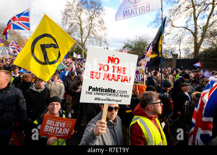 Brexit Betrayal march. Protesters are demonstrating at what they see as a betrayal by the UK government in not following through with leaving the EU in its entirety after the referendum. EU mafia placard Stock Photo