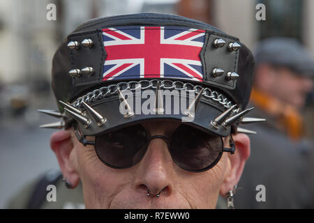 London, UK. 9th December 2018.Protesters march through London on UKIP-backed Brexit betrayal demonstration as as the crucial vote on the Brexit deal in the House of Commons looms.. Credit: Thabo Jaiyesimi/Alamy Live News