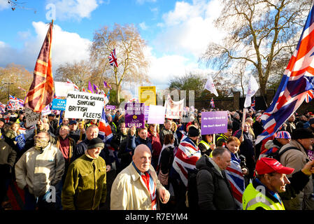 Brexit Betrayal march. Protesters are demonstrating at what they see as a betrayal by the UK government in not following through with leaving the EU in its entirety after the referendum. Stock Photo