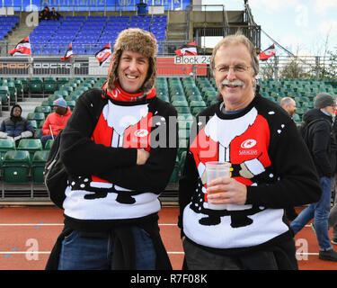 London, UK. 9th December 2018. The fans during European Champions Cup match between Saracens and Cardiff Blue at Allianz Park.  (Editorial use only, license required for commercial use. No use in betting, games or a single club/league/player publications.) Credit: Taka Wu/Alamy Live News