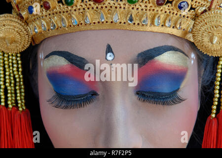 Balinese dancer, face, Ubud, Bali, Indonesia Stock Photo