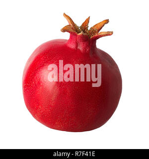 one whole pomegranate isolated on white background Stock Photo