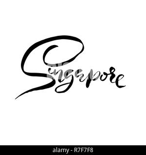 Singapore. Modern dry brush lettering. Calligraphy banner. Typography poster. Vector illustration. Stock Vector