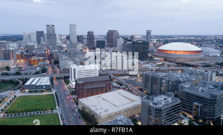 Its a clean crisp aerial view of the downtown urban city center core of New Orleans Louisiana Stock Photo