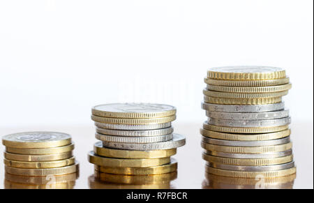 three stacks of coins Stock Photo