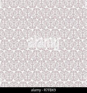 Exquisite pattern of drawn lines of brain silhouettes on a white background, for the site, the cover of a web page, social networks Stock Vector