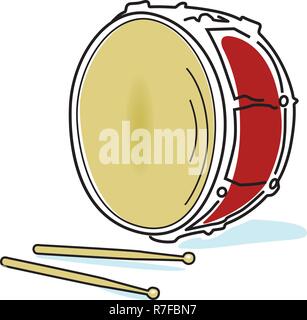 musical instruments drum and sticks for orchestra  play, festival, poster Stock Vector