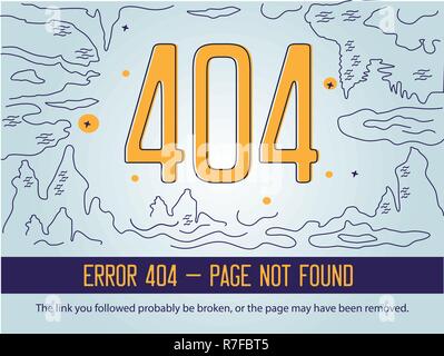Error page with cave on grey background vector illustration. Broken web page graphic design. 404 page not found Stock Vector