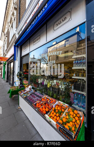 The Garden Basket grocers on Stratford Street, Kensington, London. UK Stock Photo