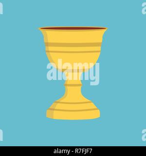 Chalice flat design icon with blue background. Stock Vector