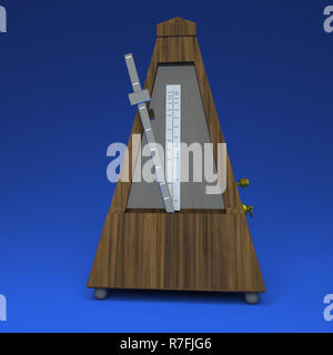 3D rendering metronome on light blue background. Stock Photo