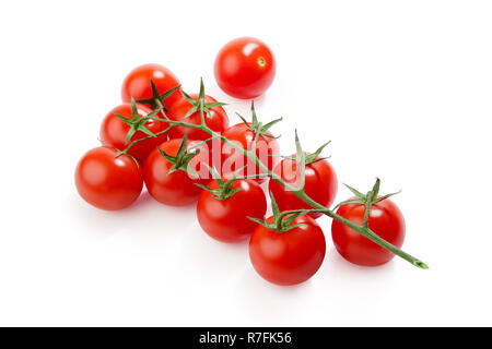 Cherry tomatoes. Ripe fresh cherry tomatoes on branch isolated on white background Stock Photo