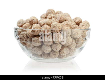 Rye bran in a glass bowl isolated on white background Stock Photo