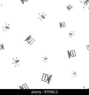 Seamless pattern of inspiration for writing software code. Children s drawing, doodle Stock Vector
