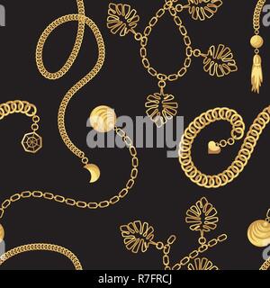 Gold chain belt pattern fashion vector design. Stock Vector