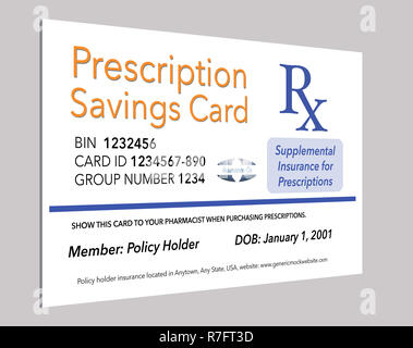 Here is a mock, generic prescription supplemental insurance card. This