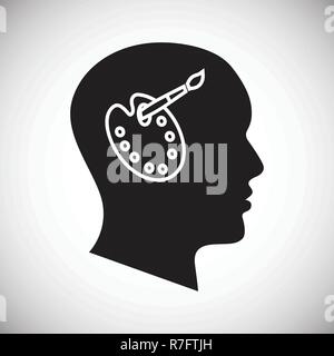 Human head with palette icon on white background for graphic and web design, Modern simple vector sign. Internet concept. Trendy symbol for website design web button or mobile app. Stock Vector
