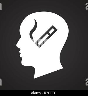 Human head smoking icon on black background for graphic and web design, Modern simple vector sign. Internet concept. Trendy symbol for website design web button or mobile app. Stock Vector