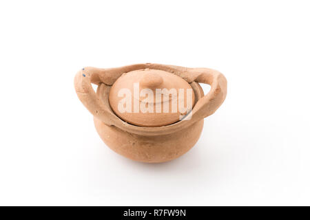Clay pot on white background Stock Photo