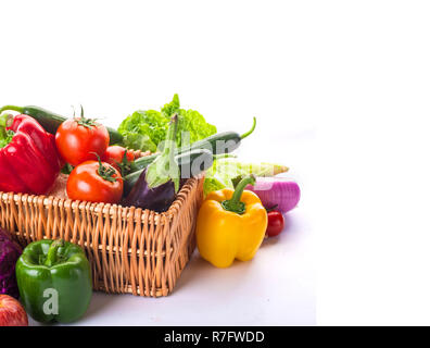 Colorful fruits and vegetables background Stock Photo