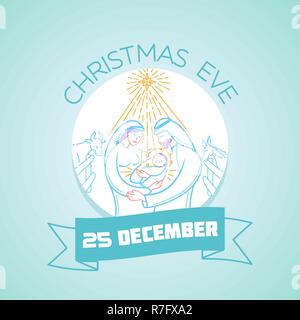 Calendar for each day on December 25. Greeting card. Holiday - Christmas Eve. Icon in the linear style Stock Vector
