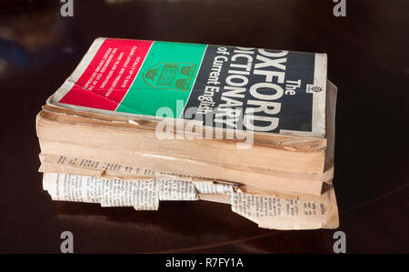 A well - worn Oxford Dictionary. UK. Stock Photo