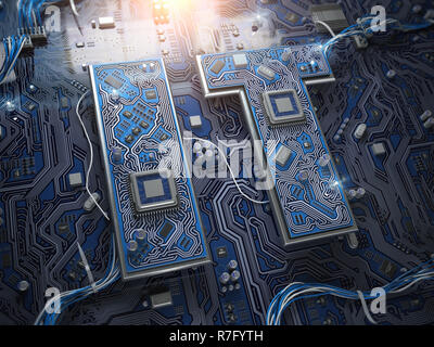 Information Technology IT text in form of computer chips with CPU. 3d ...