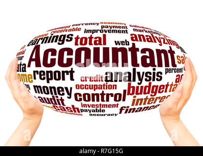 Accountant word cloud hand sphere concept on white background. Stock Photo