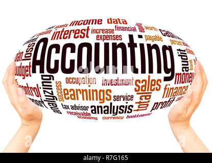 Accounting word cloud hand sphere concept on white background. Stock Photo