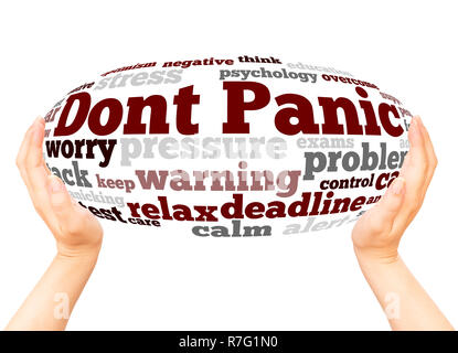 Dont Panic word cloud hand sphere concept on white background. Stock Photo