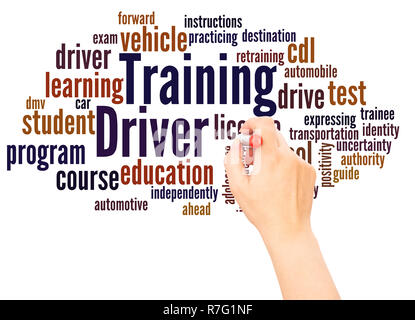 Driver Training word cloud hand writing concept on white background. Stock Photo