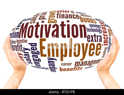 Employee Motivation word cloud hand sphere concept on white background. Stock Photo